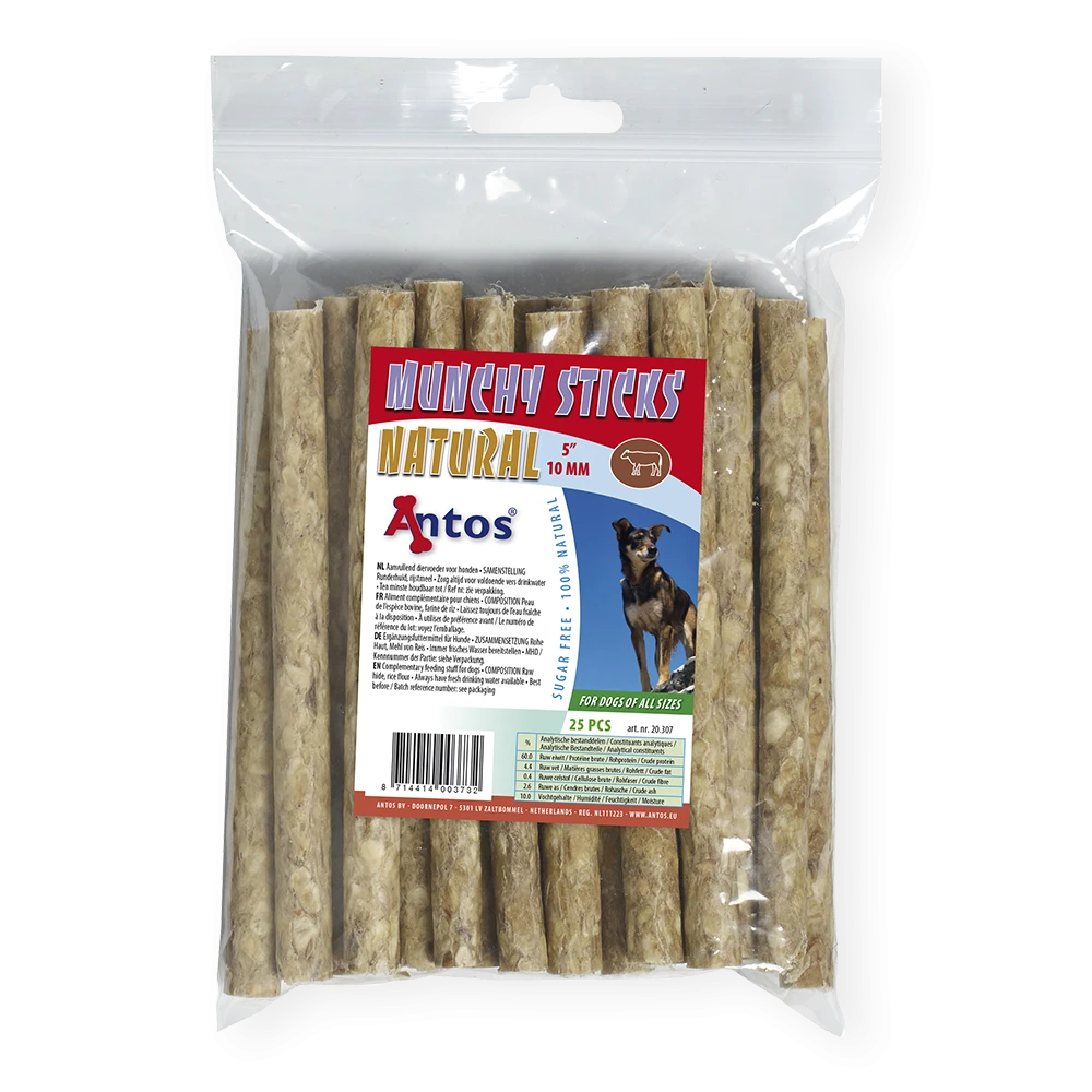 Munchy Sticks 5" 10 mm Naturale 25 pezzi