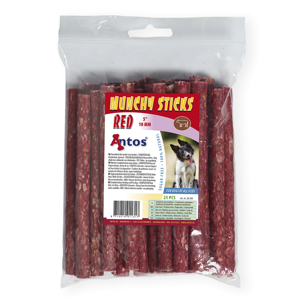 Munchy Sticks 5" 10 mm Rosso 25 pezzi