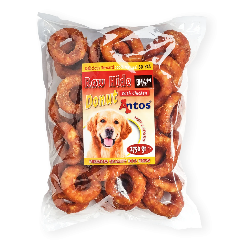 Raw Hide White + Chicken Donut 3½" 50 pezzi
