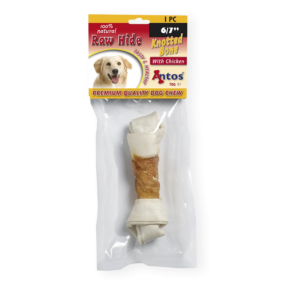 Raw Hide White + Chicken Knotted Bone 6/7" 1 pezzi