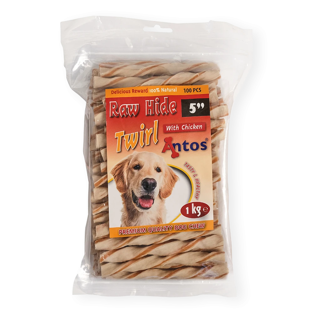Raw Hide White + Chicken Twirl 5" 100 pezzi