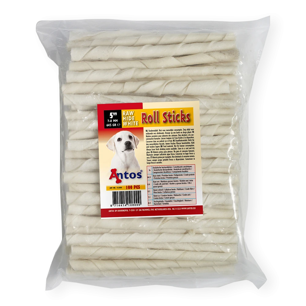 Raw Hide White Roll Sticks 5" 7-8 mm 100 pezzi