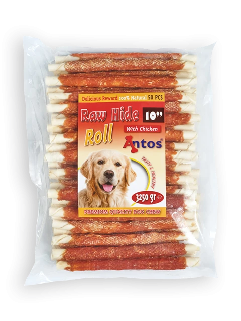 Raw Hide White + Chicken Roll 10" 50 pezzi