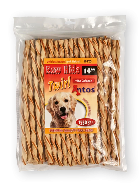Raw Hide White + Chicken Twirl 14" 50 pezzi