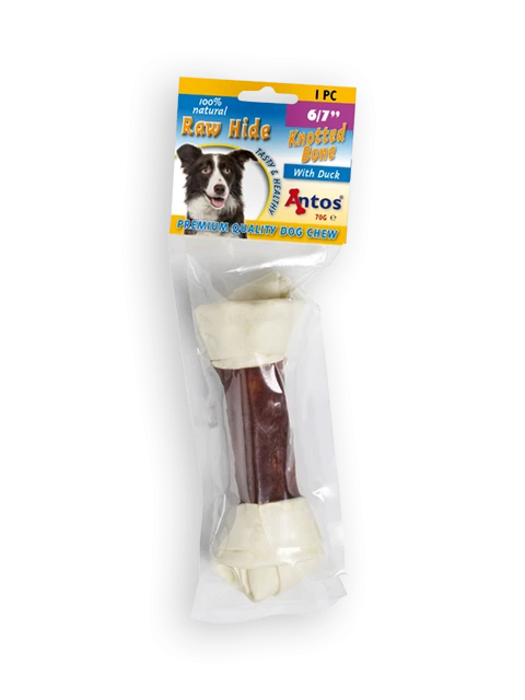 Raw Hide White + Duck Knotted Bone 6/7" 1 pezzi