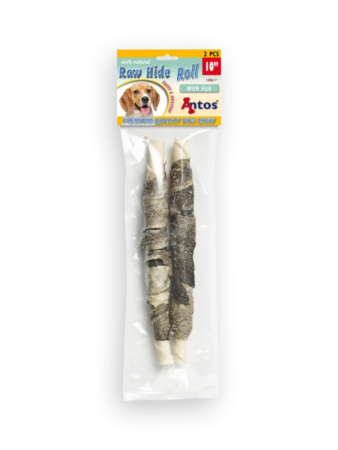 Raw Hide White + Fish Roll 10" 2 pezzi