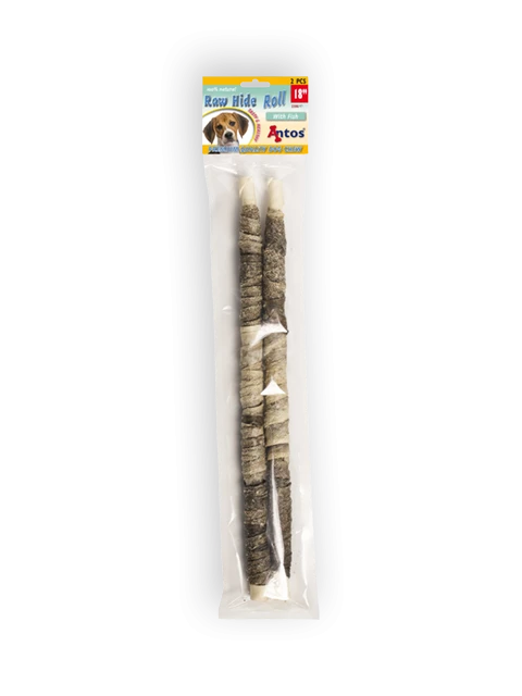 Raw Hide White + Fish Roll 18" 2 pezzi