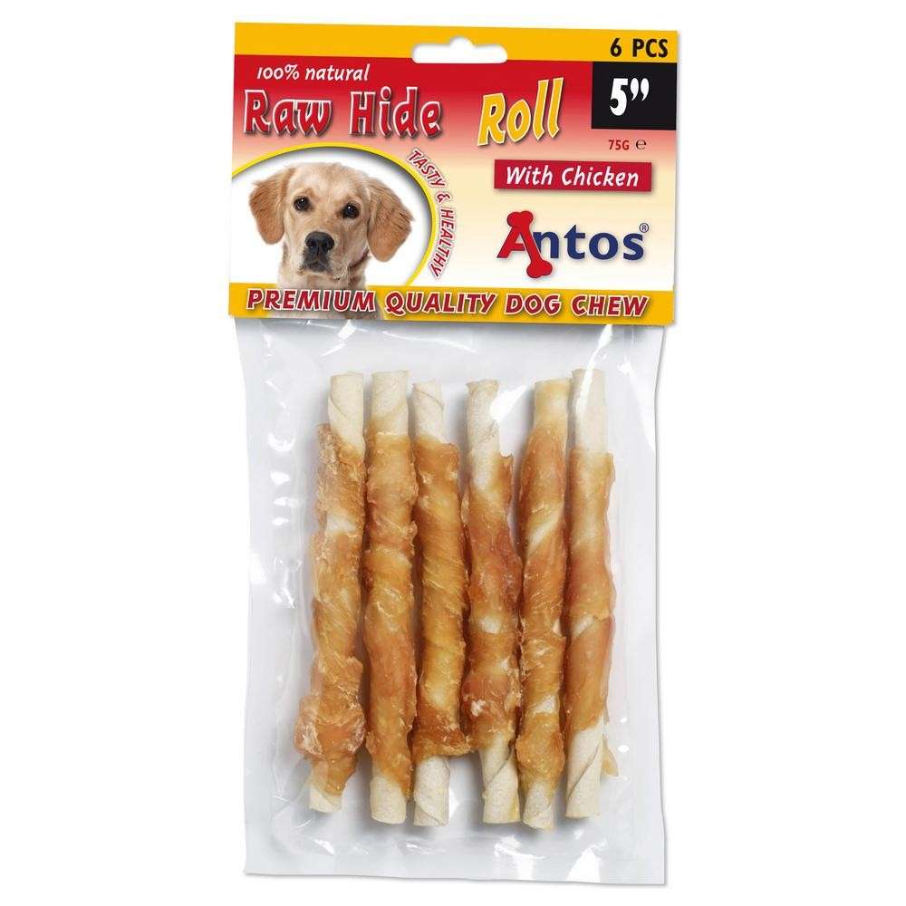 Raw Hide White + Chicken Roll 5" 6 pezzi