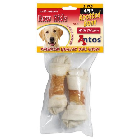 Raw Hide White + Chicken Knotted Bone 4/5" 2 pezzi