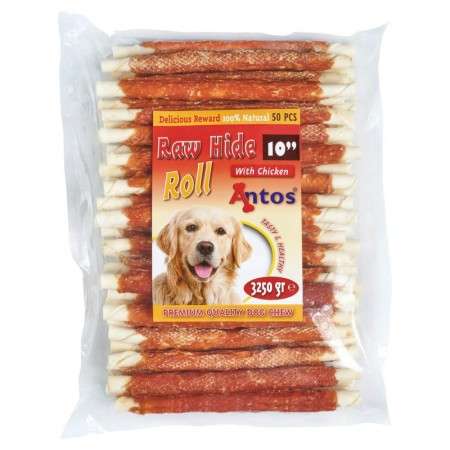 Raw Hide White + Chicken Roll 10" 50 pezzi