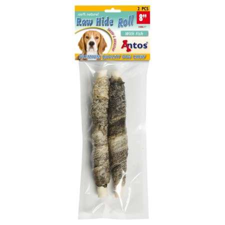 Raw Hide White + Fish Roll 8" 2 pezzi
